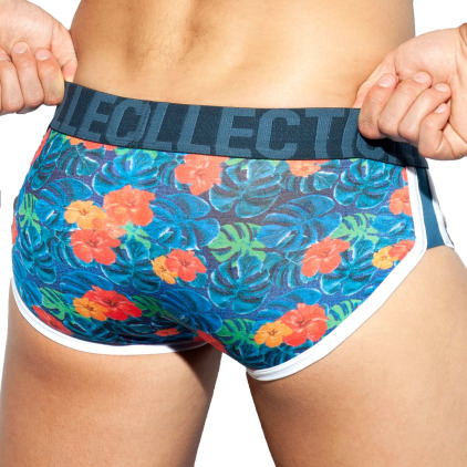Slip Double Side Flowers Bleu Marine ES Collection