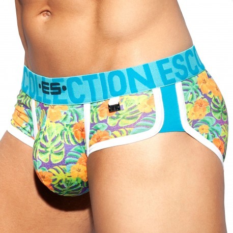 ES Collection Double Side Flowers Briefs - Green