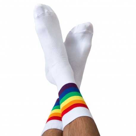 Garcon Francais Striped Cotton Socks - Rainbow