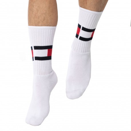 Tommy Hilfiger Flag Cotton Sports Socks - White