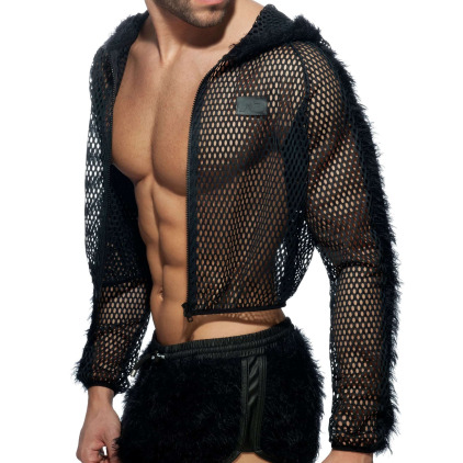 Addicted Veste Crop C-Through Mesh Noire