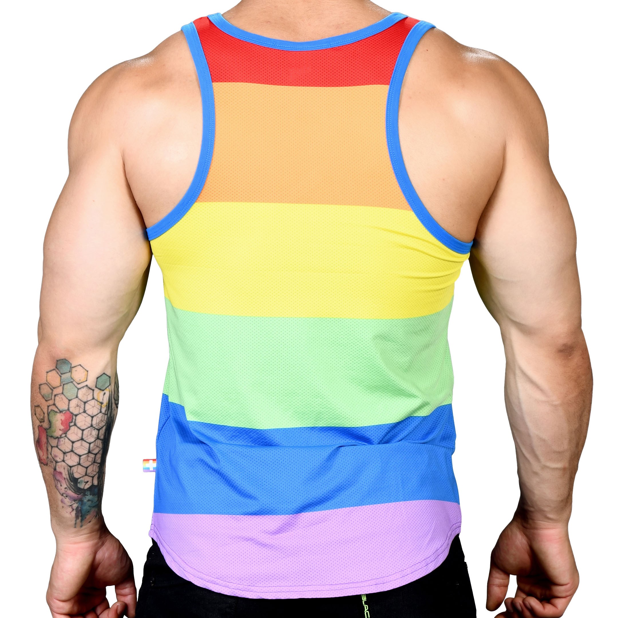 Andrew Christian Ultra Pride Laurel Mesh Tank Top - Rainbow Stripe