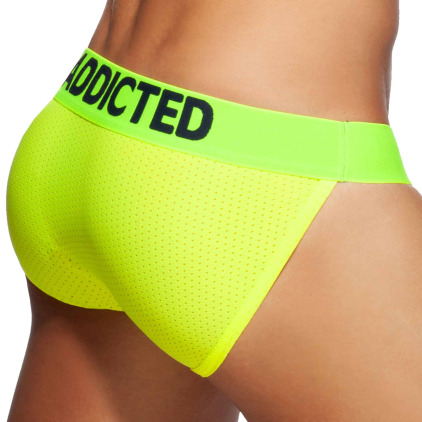 Slip Tanga Cockring Mesh Neon Jaune Fluo Addicted