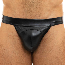 Slip Tanga Leather Simili-Cuir Noir Modus Vivendi
