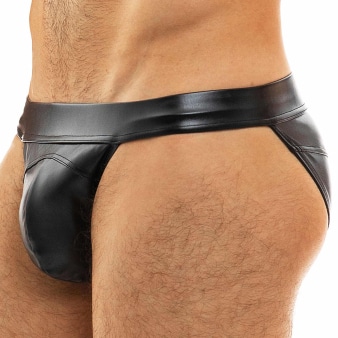 Slip Tanga Leather Simili-Cuir Noir Modus Vivendi
