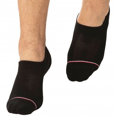 Tommy Hilfiger 2-Pack Iconic Footie No Show Socks - Black