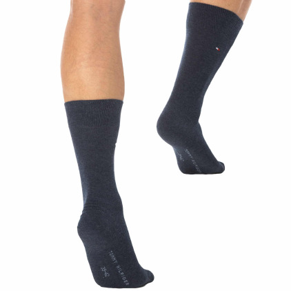 Lot de 2 Paires de Chaussettes Bleu Jeans - Fine Rayure Bleue Tommy Hilfiger