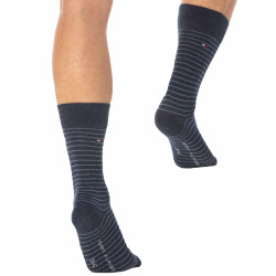 Tommy Hilfiger 2-Pack Small Stripe Socks - Blue Jeans - Blue Stripe