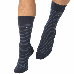 Tommy Hilfiger 2-Pack Small Stripe Socks - Blue Jeans - Blue Stripe