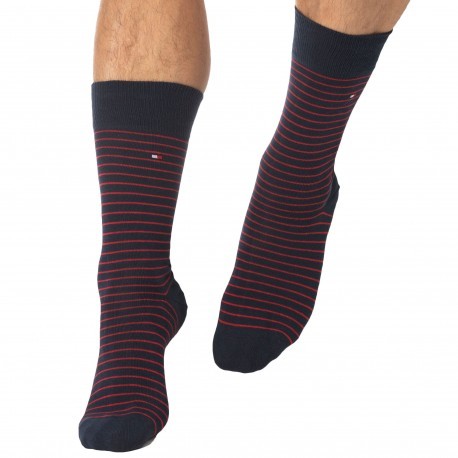 Tommy Hilfiger 2-Pack Small Stripe Socks - Navy - Red Stripe