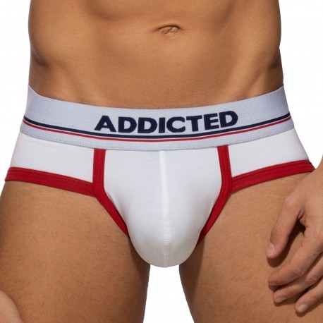 Addicted Basic Colors Cotton Briefs - White - Red