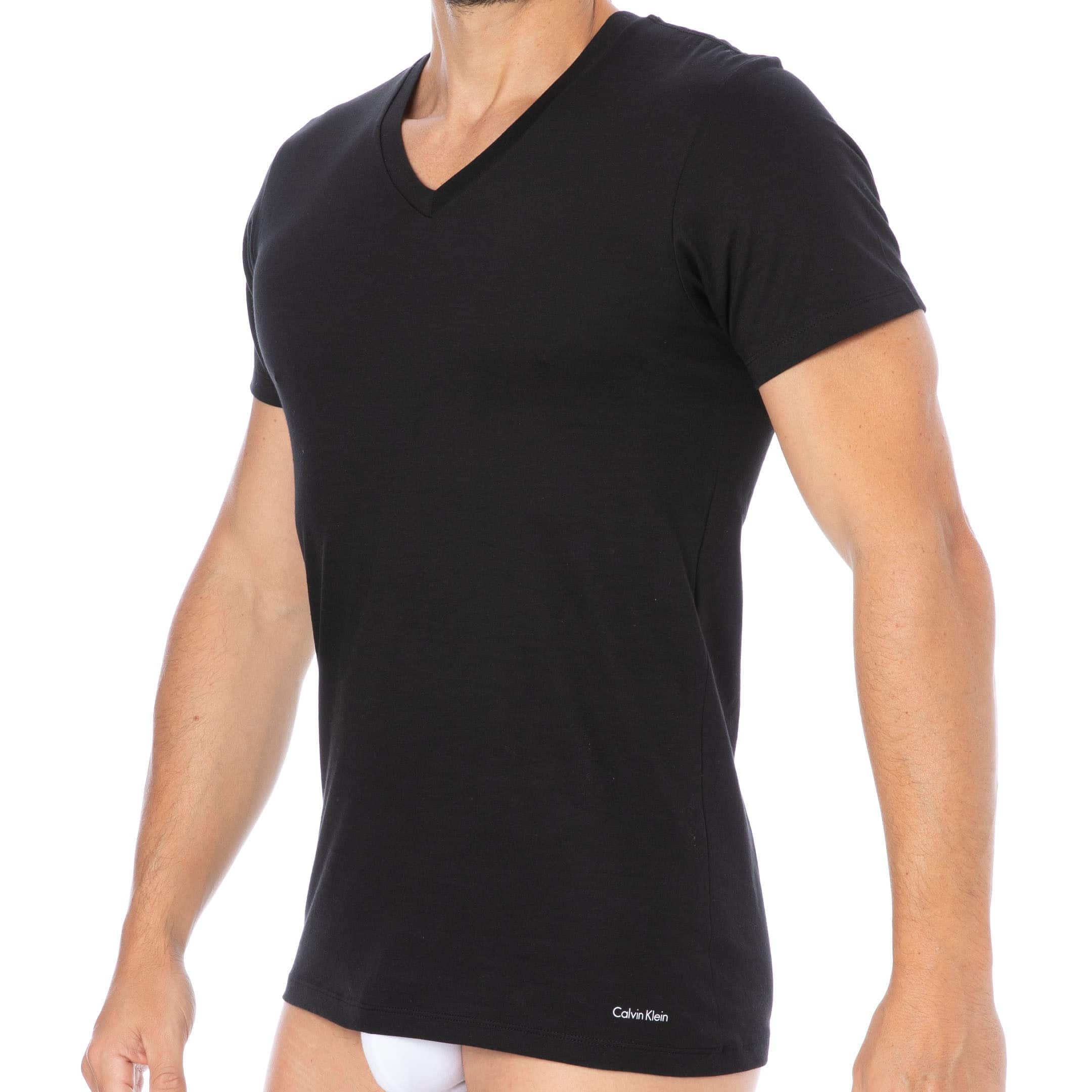 Calvin Klein 3-Pack Cotton Classics V-Neck T-Shirts - Black