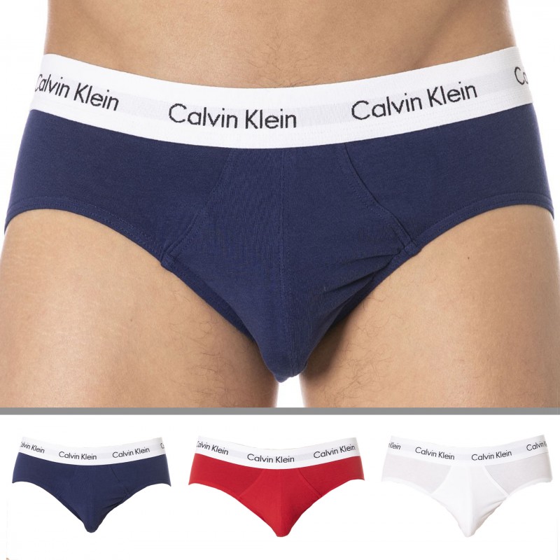 Calvin Klein Lot de 3 Slips Cotton Stretch Bleu - Blanc - Rouge