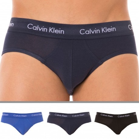 Calvin Klein 3-Pack Cotton Stretch Briefs - Royal - Navy - Black