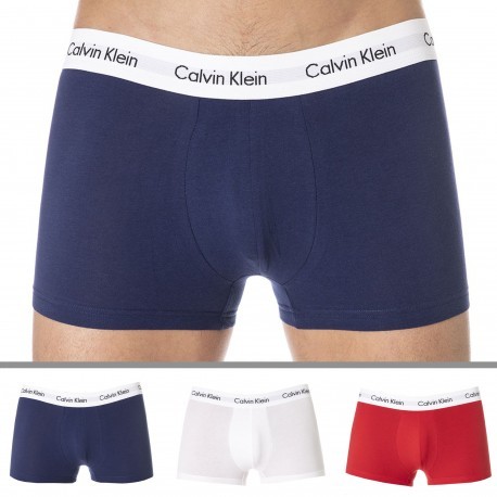 Calvin Klein Lot de 3 Shorties Cotton Stretch Bleu - Blanc - Rouge