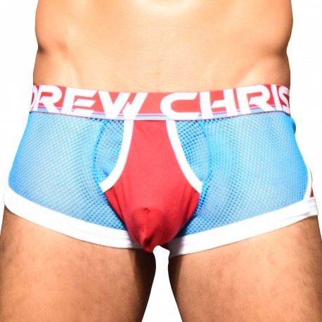 Andrew Christian Boxer Net Retro Almost Naked Rouge - Bleu