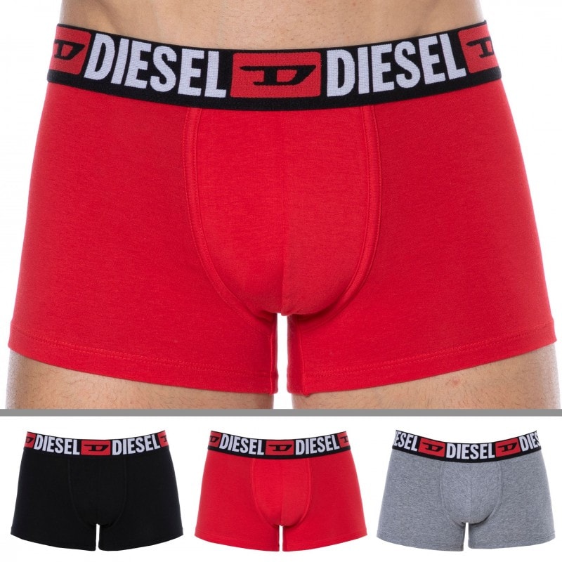 Diesel 3-Pack Denim Division Cotton Boxer Briefs - Red - Black