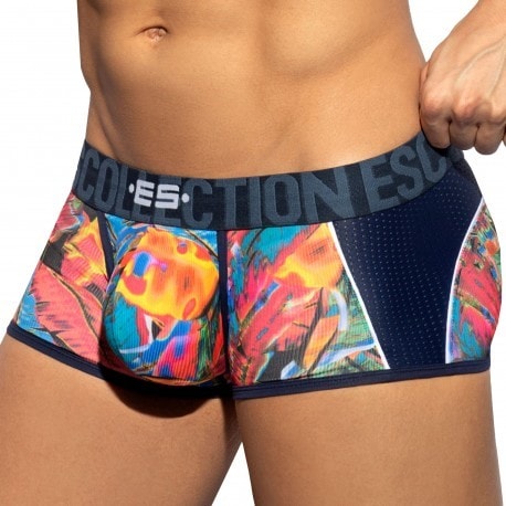 ES Collection Floral Mesh Push Up Trunks - Navy