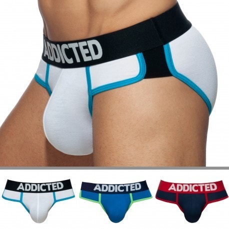 Addicted 3-Pack Second Skin Briefs - White - Navy - Royal