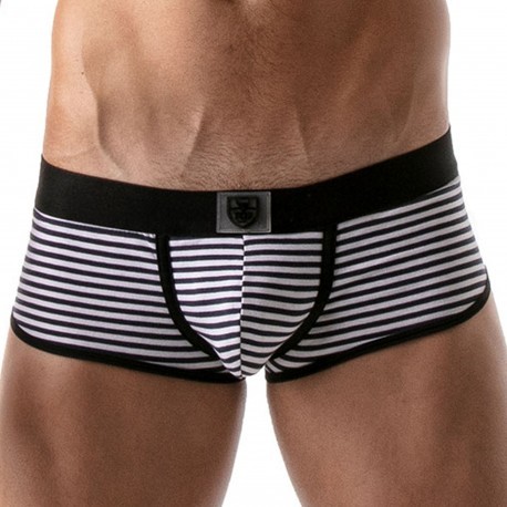 TOF Paris Striped Trunks with Push Up - Navy - Black