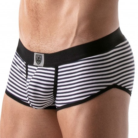 TOF Paris Striped Trunks with Push Up - Navy - Black