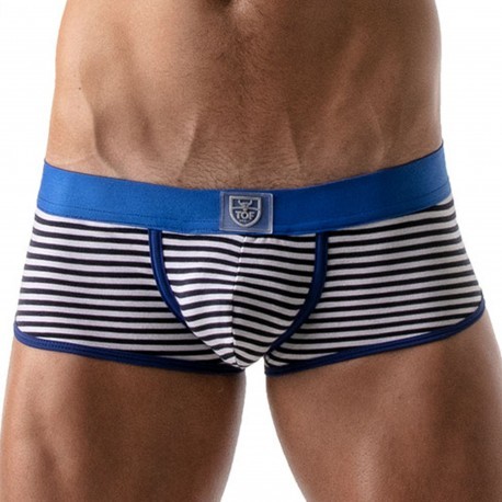 TOF Paris Striped Trunks with Push Up - Navy - Blue