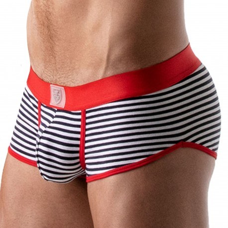 TOF Paris Striped Trunks with Push Up - Navy -Red