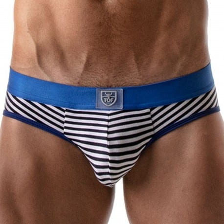 TOF Paris Slip Push Up Rayé Bleu Marine - Bleu