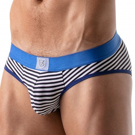 TOF Paris Striped Briefs with Push Up - Navy - Blue