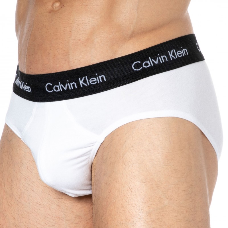 3-Pack Cotton Stretch Briefs - White - Color Waistband
