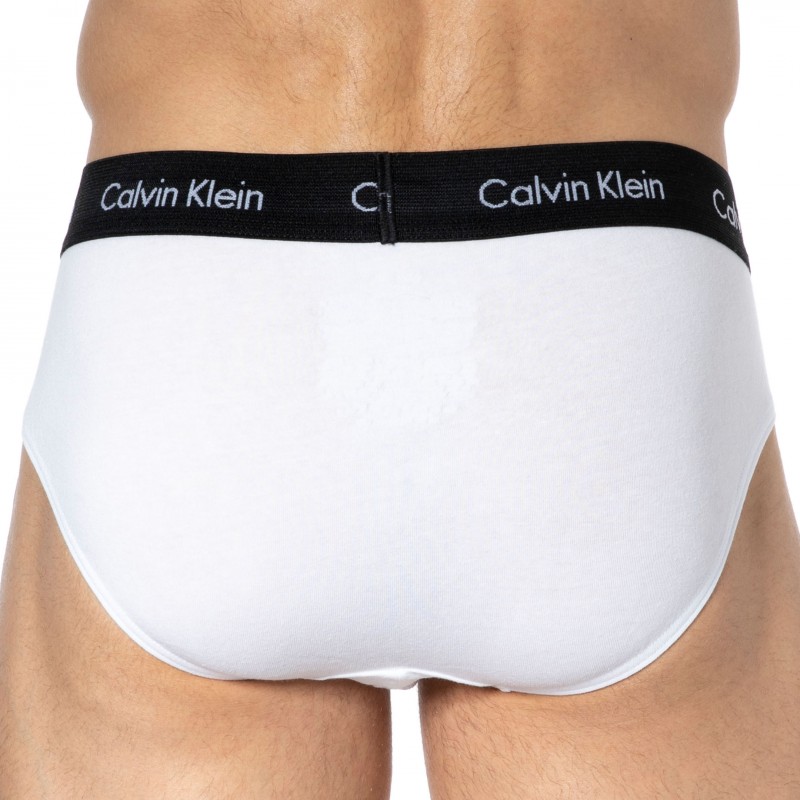 Calvin Klein 3-Pack Cotton Stretch Briefs - White - Color Waistband