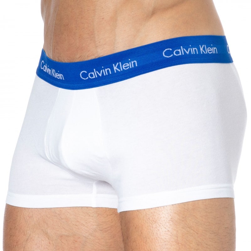 3-Pack Cotton Stretch Trunks - White - Color Waistband