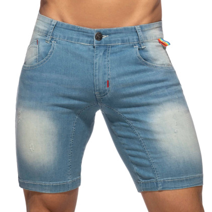 Bermuda Jeans Rainbow Tape Bleu Indigo Addicted