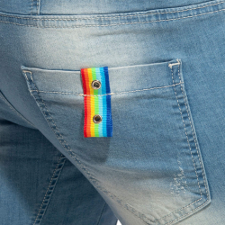 Bermuda Jeans Rainbow Tape Bleu Indigo Addicted