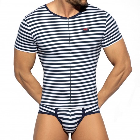 ES Collection Cotton Bodysuit - Navy Stripe