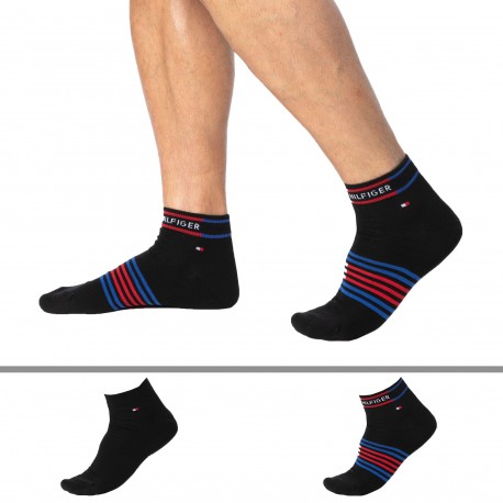 Tommy Hilfiger 2-Pack Breton Stripe Quarter Socks - Black