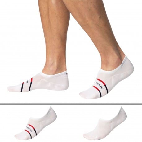 Tommy Hilfiger 2-Pack Stripe Invisible Socks - White