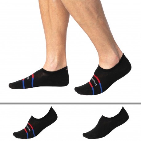 Tommy Hilfiger 2-Pack Stripe Invisible Socks - Black