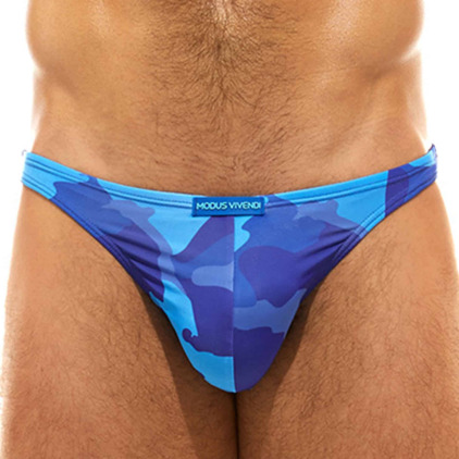 Modus Vivendi Slip de Bain Low Cut Camo Camouflage Bleu