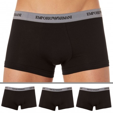 Emporio Armani 3-Pack Cotton Stretch Boxers - Black