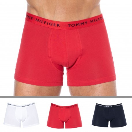 Tommy Hilfiger Lot de 3 Boxers Essential Coton Recyclé Blanc - Marine - Rouge
