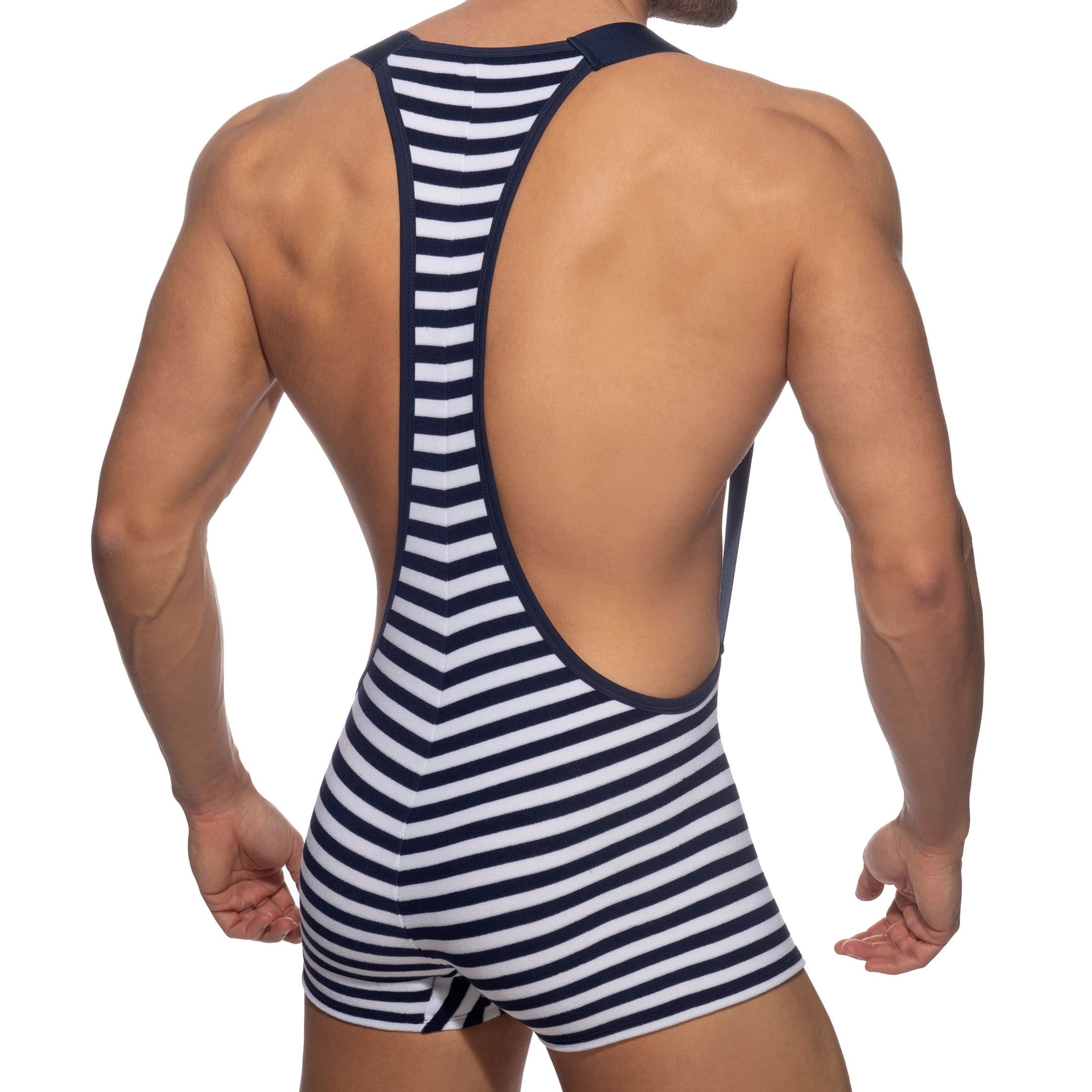 Curio Navy Seamless Bodysuit  Men's seamless Wrestling singlet Bodysuit