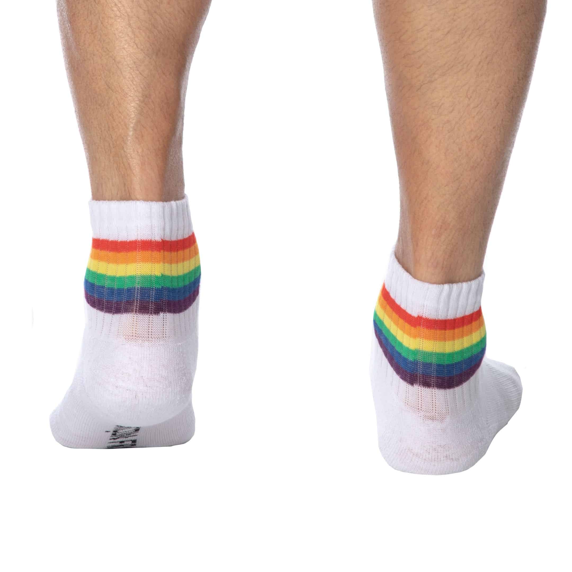 Garçon Français Ankle Socks - White - Rainbow | INDERWEAR