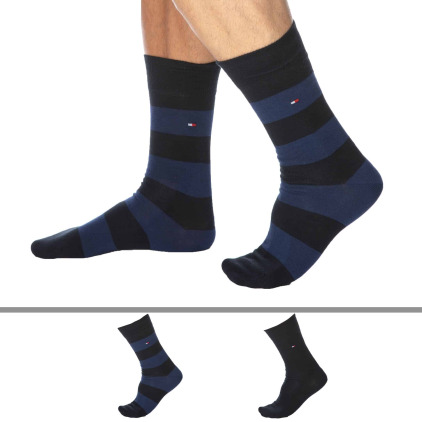Tommy Hilfiger Lot de 2 Paires de Chaussettes Basses Bleu Marine