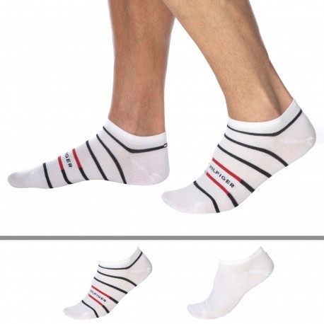 Tommy Hilfiger 2-Pack Breton Stripe Ankle Socks - White
