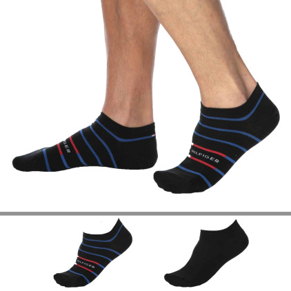 Tommy Hilfiger Lot de 2 Paires de Socquettes Marinière Noires