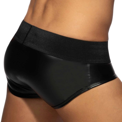 Slip Front Zip Rub Cockring Noir AD Fetish