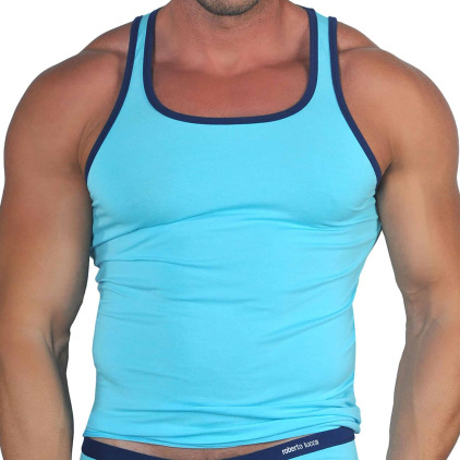 Roberto Lucca Débardeur Coton Modal Bleu Turquoise - Marine Roberto Lucca Débardeur Coton Modal Bleu Turquoise - Marine