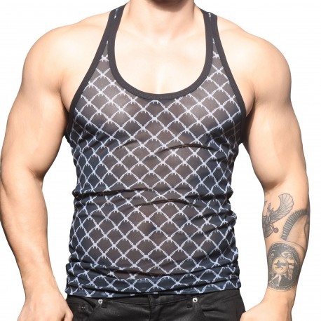 Andrew Christian Barbed Wire Sheer Tank Top