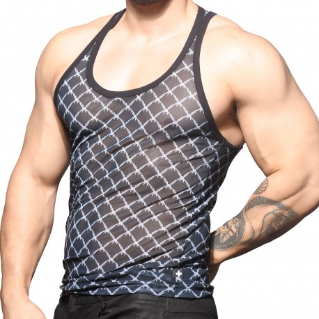 Andrew Christian Barbed Wire Sheer Tank Top